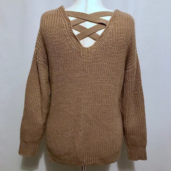 Ultra Flirt NWT Taupe Criss Cross Tunic Sweater Juniors L - Picture 7 of 11